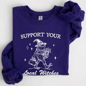 Support Your Local Witches Frog Halloween Witch Design Cozy Autumn Themed Sweatshirt — view 9