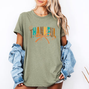 Thankful Fall Autumn Bow Ribbon Harvest Moon Halloween Whimsy Cozy Seasonal Delight Graphic Tee — view 3