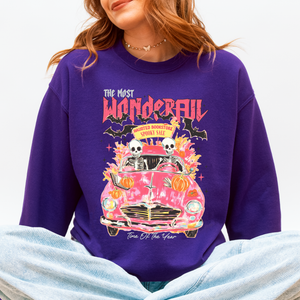 The Most Wonderful Time Of The Year Reading Skeletons Spooky Halloween Graphic Sweatshirt — view 8