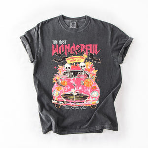 The Most Wonderful Time Of The Year Reading Skeletons Halloween Comfort Colors Tee — view 4