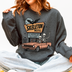 The Skeleton Motel Spooky Halloween Sweatshirt — view 2