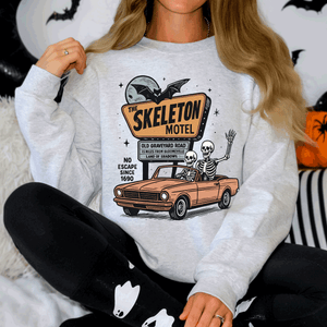 The Skeleton Motel Spooky Halloween Sweatshirt — view 3