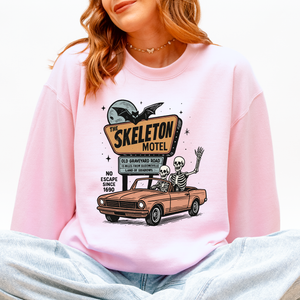 The Skeleton Motel Spooky Halloween Sweatshirt — view 5