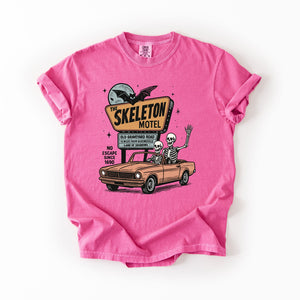 The Skeleton Motel Reading Skeletons Spooky Halloween Graphic Comfort Colors Tee — view 8