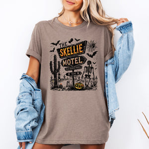 The Skellie Motel Graphic Tee Featuring Skeleton Halloween Artwork Perfect For Spooky Season — view 2