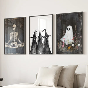 Dark Halloween Witches Wall Art Decor Print Set — view 7