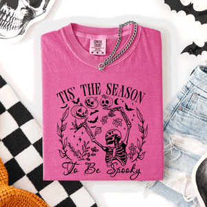 Tis The Season To Be Spooky Retro Classic Halloween Skeleton Edition Comfort Colors Tee — view 2