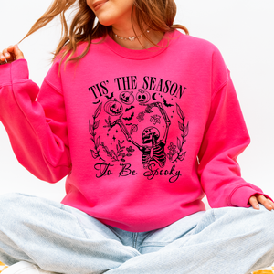 Tis The Season To Be Spooky Skeleton Halloween Retro Classic Ghoulish Festive Night Edition Sweatshirt — view 5