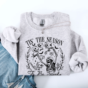 Tis The Season To Be Spooky Skeleton Halloween Retro Classic Ghoulish Festive Night Edition Sweatshirt — view 2