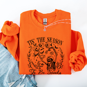 Tis The Season To Be Spooky Skeleton Halloween Retro Classic Ghoulish Festive Night Edition Sweatshirt — view 7