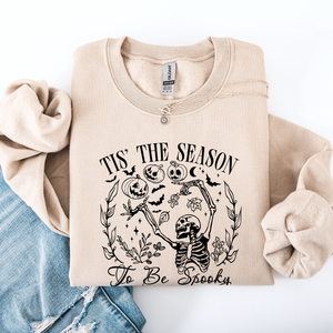 Tis The Season To Be Spooky Skeleton Halloween Retro Classic Ghoulish Festive Night Edition Sweatshirt — view 1