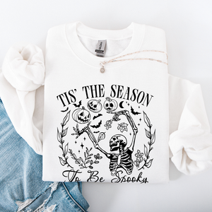 Tis The Season To Be Spooky Skeleton Halloween Retro Classic Ghoulish Festive Night Edition Sweatshirt — view 6