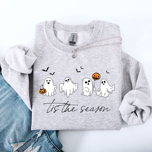 Tis The Season, Cute Ghosts Halloween Night Parade Of Friendly Phantoms In Cozy Autumn Glow Sweatshirt — view 2