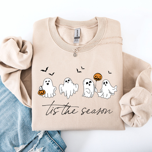 Tis The Season, Cute Ghosts Halloween Night Parade Of Friendly Phantoms In Cozy Autumn Glow Sweatshirt — view 6
