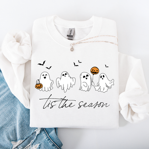 Tis The Season, Cute Ghosts Halloween Night Parade Of Friendly Phantoms In Cozy Autumn Glow Sweatshirt — view 8