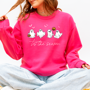 Tis The Season, Cute Ghosts Halloween Night Parade Of Friendly Phantoms In Cozy Autumn Glow Sweatshirt — view 9