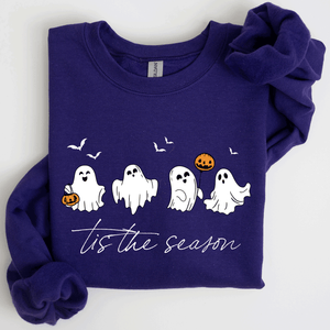 Tis The Season, Cute Ghosts Halloween Night Parade Of Friendly Phantoms In Cozy Autumn Glow Sweatshirt — view 10