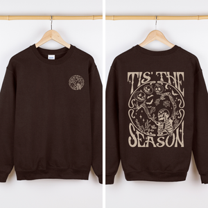 Tis The Season Front And Back Spooky Skeleton Graphic Halloween Holiday Sweatshirt — view 6