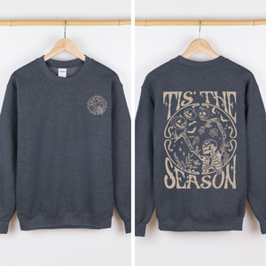 Tis The Season Front And Back Spooky Skeleton Graphic Halloween Holiday Sweatshirt — view 8