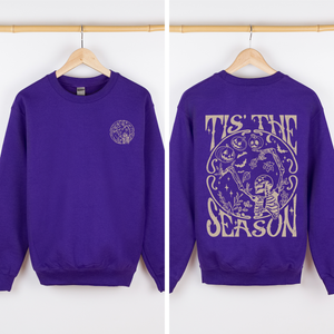 Tis The Season Front And Back Spooky Skeleton Graphic Halloween Holiday Sweatshirt — view 9