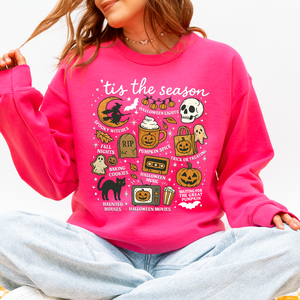 Tis The Season Halloween Skeleton Black Cat Witch Ghost Pumpkin Spooky Sweatshirt — view 7