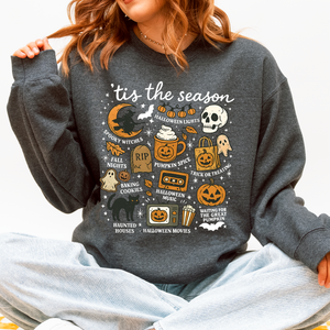 Tis The Season Halloween Skeleton Black Cat Witch Ghost Pumpkin Spooky Sweatshirt — view 6