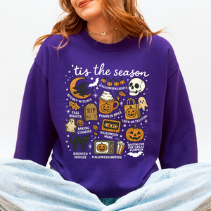 Tis The Season Halloween Skeleton Black Cat Witch Ghost Pumpkin Spooky Sweatshirt — view 8