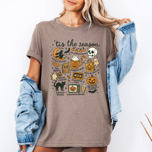 Tis The Season Halloween Skeleton Black Cat Witch Ghost Pumpkin Festive Graphic Tee — view 4