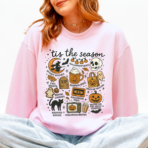 Tis The Season Halloween Skeleton Black Cat Witch Ghost Pumpkin Spooky Sweatshirt — view 5