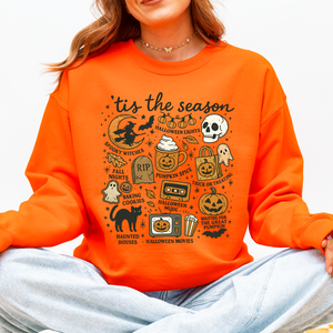 Tis The Season Halloween Skeleton Black Cat Witch Ghost Pumpkin Spooky Sweatshirt — view 9