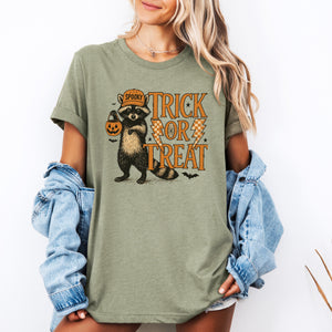Trick Or Treat Raccoon Graphic Tee Halloween Spooky Season Costume Party Limited Edition — view 1