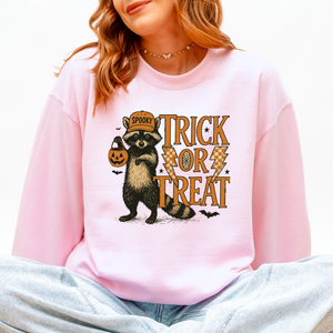 Trick Or Treat Raccoon Halloween Spooky Cozy Premium Graphic Edition Soft Warm Everyday Sweatshirt — view 5