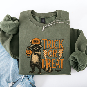 Trick Or Treat Raccoon Halloween Spooky Cozy Premium Graphic Edition Soft Warm Everyday Sweatshirt — view 6