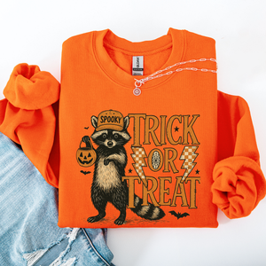 Trick Or Treat Raccoon Halloween Spooky Cozy Premium Graphic Edition Soft Warm Everyday Sweatshirt — view 7