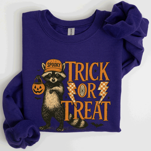 Trick Or Treat Raccoon Halloween Spooky Cozy Premium Graphic Edition Soft Warm Everyday Sweatshirt — view 8