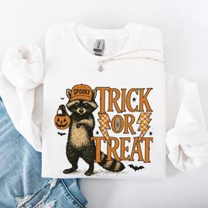 Trick Or Treat Raccoon Halloween Spooky Cozy Premium Graphic Edition Soft Warm Everyday Sweatshirt — view 9