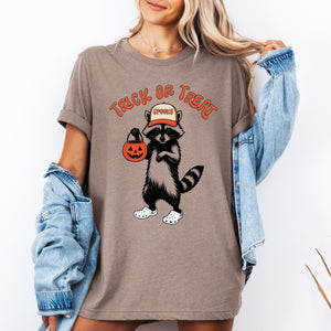Trick Or Treat, Feral Raccoon Halloween Mischief Edition Spooky Nighttime Vibes Graphic Tee — view 2