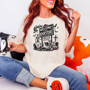 Welcome To The Bookstore Comfort Colors Heavyweight Shirt | Halloween Bookworm Tee — view 4