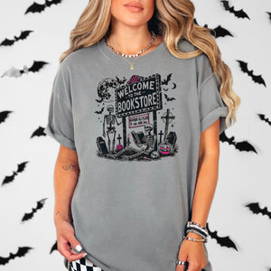 Welcome To The Bookstore Comfort Colors Heavyweight Shirt | Halloween Bookworm Tee — view 1