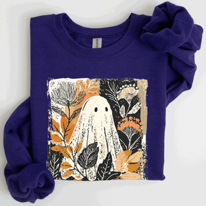 Vintage Ghost Halloween Botanical Floral Autumn Fall Cozy Night Spirit Sweatshirt — view 7