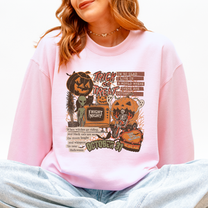 Vintage Halloween Collage PNG Retro October 31 Distressed Halloween Mood Sweatshirt — view 1