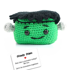 Positivity Frankenstein Crochet Support Doll, Halloween Encouragement Gift for Children and Adults — view 3