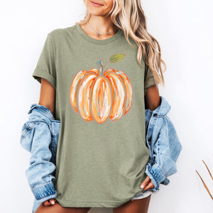 Watercolor Pumpkin Halloween Autumn Fall Seasonal Harvest Nightscape Illustration Graphic Tee — view 1