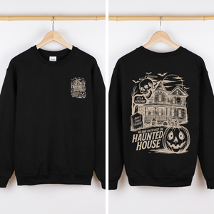 We Dare You To Visit The Haunted House Spooky Halloween Theme Limited Edition Graphic Sweatshirt — view 5