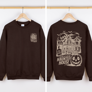 We Dare You To Visit The Haunted House Spooky Halloween Theme Limited Edition Graphic Sweatshirt — view 7