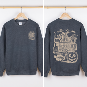 We Dare You To Visit The Haunted House Spooky Halloween Theme Limited Edition Graphic Sweatshirt — view 8