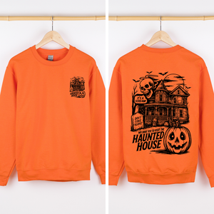 We Dare You To Visit The Haunted House Spooky Halloween Theme Limited Edition Graphic Sweatshirt — view 6