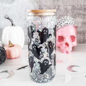 Witches Brew Halloween Snowglobe Glitter Iced Coffee Cup — view 8