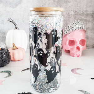 Witches Brew Halloween Snowglobe Glitter Iced Coffee Cup — view 9