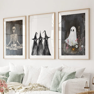 Dark Halloween Witches Wall Art Decor Print Set — view 1